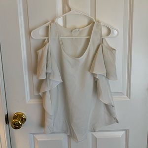 Cream cold shoulder ruffled top